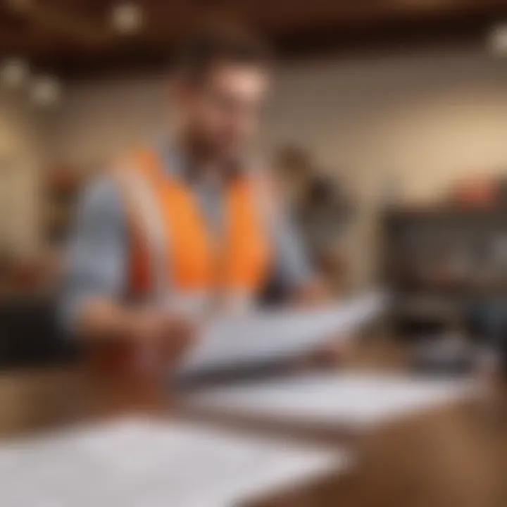 A person reviewing financial documents with a Home Depot catalog in the background