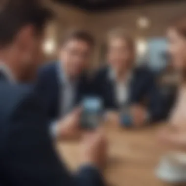 Investor Engagement Through Mobile Platforms Engaged investors viewing financial advice on a mobile device.