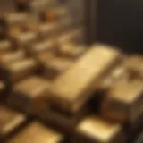 Gold bars stacked in a safe