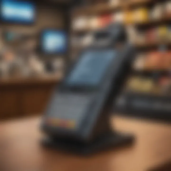 Business owner utilizing a POS terminal in a retail environment