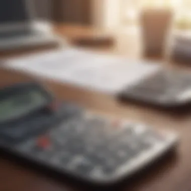 A calculator and financial documents on a table, symbolizing financial planning.