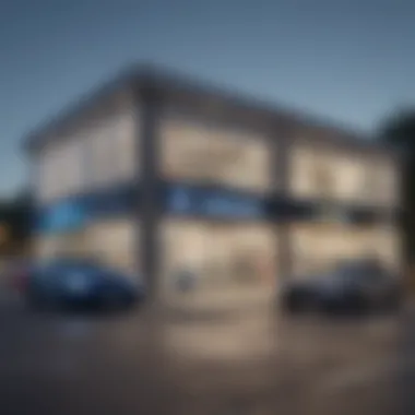 Storefronts of Carvana and CarMax A visual comparison of Carvana and CarMax storefronts showcasing unique branding.