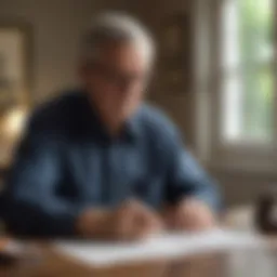 An individual reviewing retirement account options with financial documents.