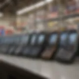 A selection of unlocked cell phones on display at Costco