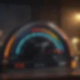 Credit score gauge indicating a high rating