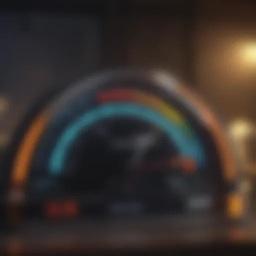 Credit score gauge indicating a high rating