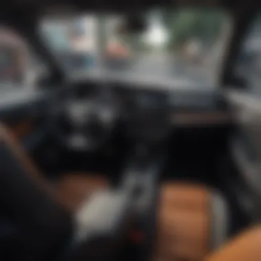 Modern Vehicle Interior with Safety Features Interior view of a modern vehicle showcasing safety features.