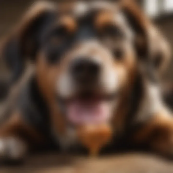 Close-up of a dog enjoying a natural chew toy