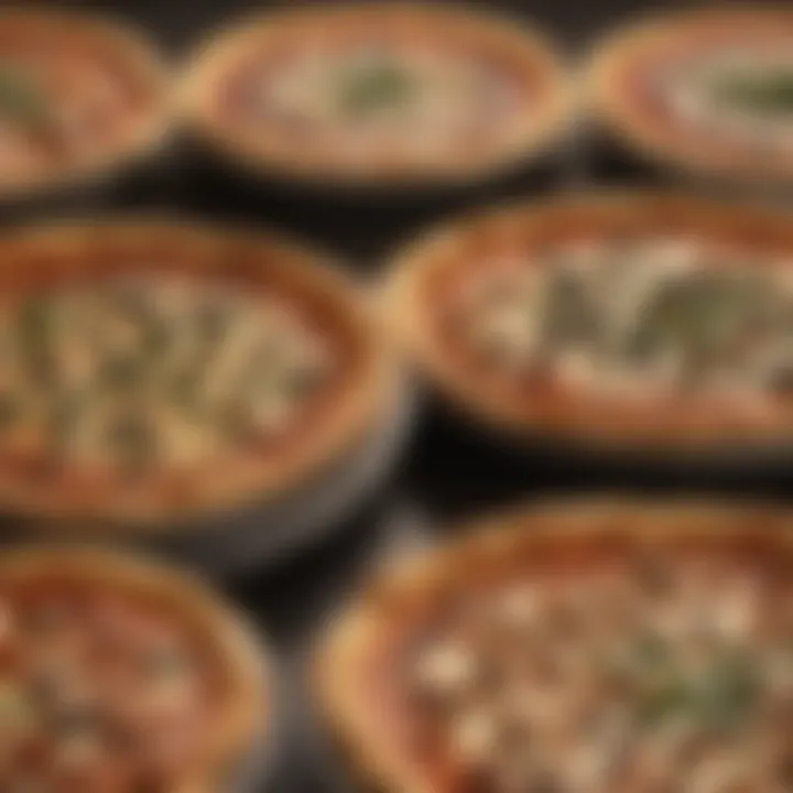 A variety of deep dish pizzas from different regions illustrating diversity