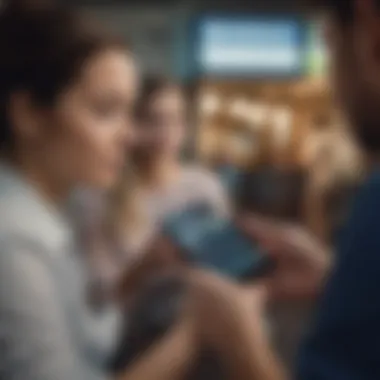 Diverse Users Engaging with MTB Mobile Banking A diverse group of individuals utilizing mobile banking on their devices