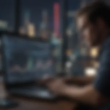 Financial Analyst Reviewing Stock Trends A financial analyst reviewing stock trends on a laptop