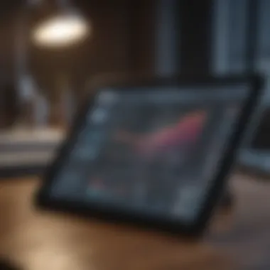 Digital Stock News on Tablet A digital tablet with stock news articles and graphs