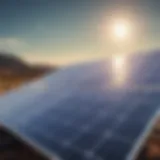 A solar panel array producing clean energy under a clear blue sky.