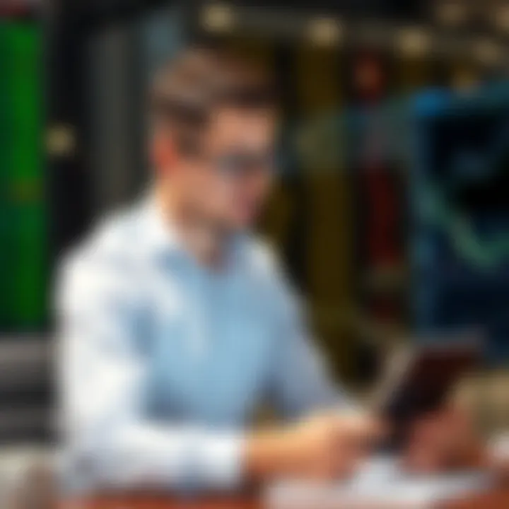 Investor Analysis of Dividend Stocks An investor analyzing stock performance on a digital device