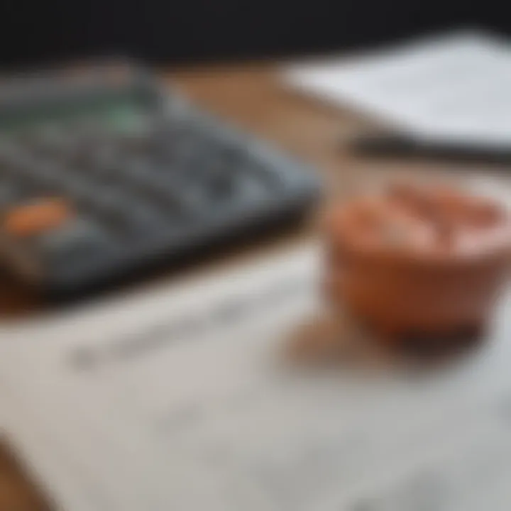 A calculator and financial documents symbolizing budgeting for a mortgage.