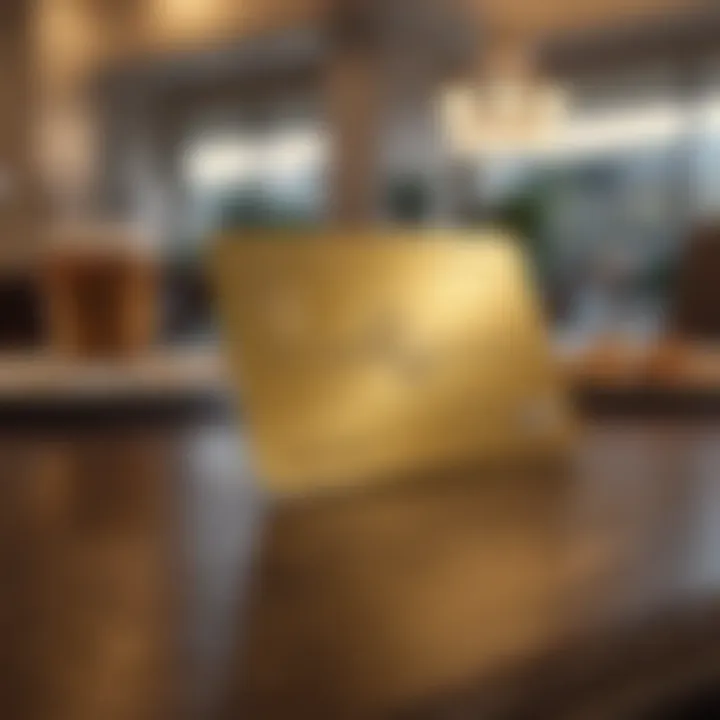 The American Express Gold Card displayed elegantly on a dining table.