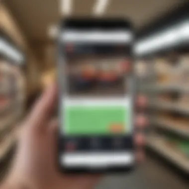 User-Friendly Interface of Scan & Go A close-up of a smartphone displaying the Scan & Go app interface