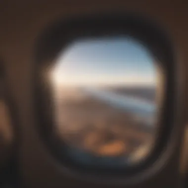 A scenic view from an airplane window during travel