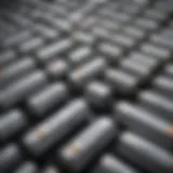 A close-up view of lithium batteries being recycled, showcasing advanced technology in action.