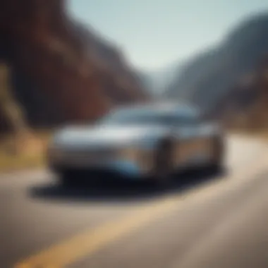 Lucid Motors luxury electric vehicle on a scenic road