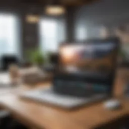 A serene workspace with a laptop and notebook, suggesting productivity