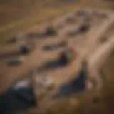 Aerial view of oil drilling rigs in North Dakota's Bakken formation