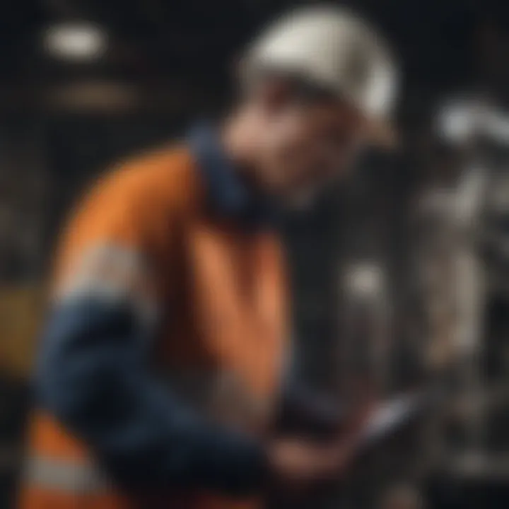 Oil field workers monitoring extraction equipment in North Dakota