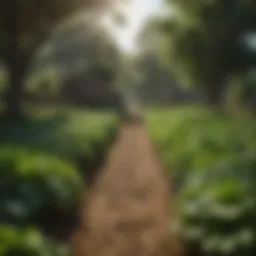 A lush organic farm showcasing various crops thriving under sustainable practices.