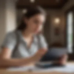 A young individual reviewing their bank account on a tablet