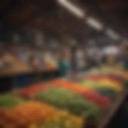 A vibrant local market showcasing small businesses and community engagement