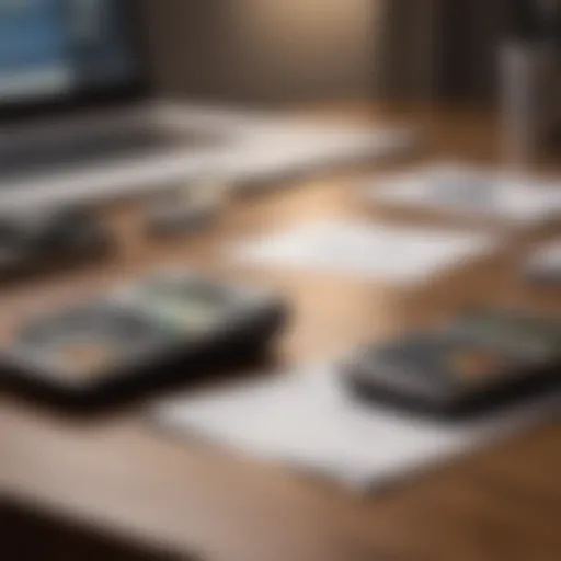 Calculator and credit card on a desk for financial planning